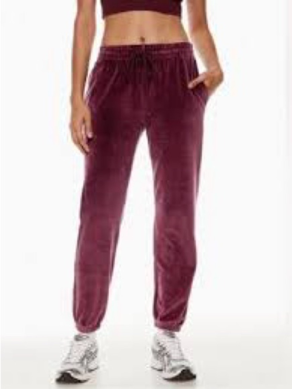 TNA Velvet Track Pants in Burgundy